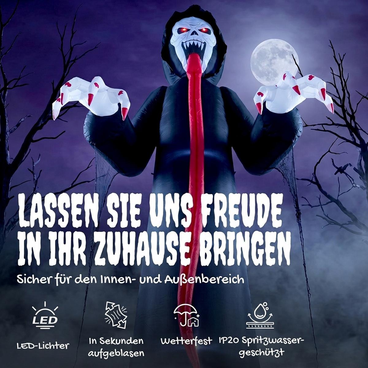 AUFBLASBARES-HALLOWEEN-SKELETT Polyestergewebe Schwarz - Schwarz, Textil (95/310/130cm) - Outsunny