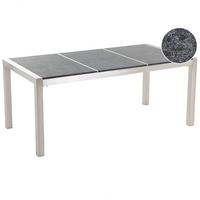 GARTENTISCH Edelstahl/Naturstein schwarz geflammt 180/90 cm Grosseto - Silberfarben/Schwarz, Stein (180/90/74cm) - Beliani