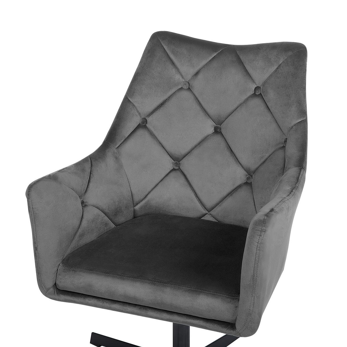 SESSEL Samtstoff Grau Vaksala - Grau, Textil/Metall (61/95/73cm) - Beliani