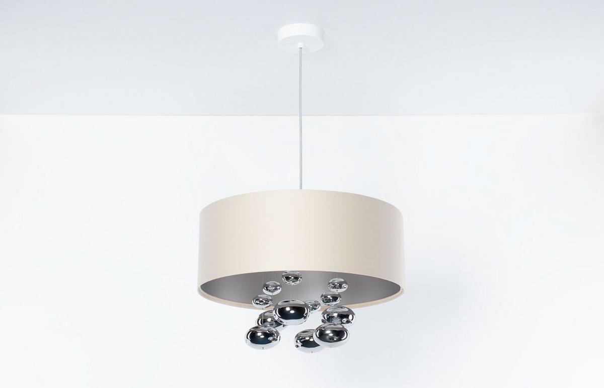 HÄNGELEUCHTE Silber 40/96 cm - Beige/Silberfarben, Kunststoff (40/1/96cm) - ONZENO