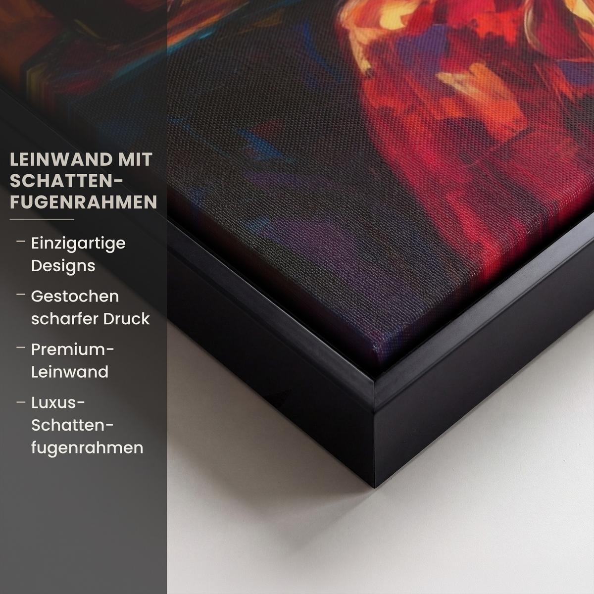LEINWAND Bilder mit Rahmen - Wein - Frau - Stimmungsvoll - Farbenfroh - 70x50 - Bordeaux, Textil (70/50cm) - MuchoWow