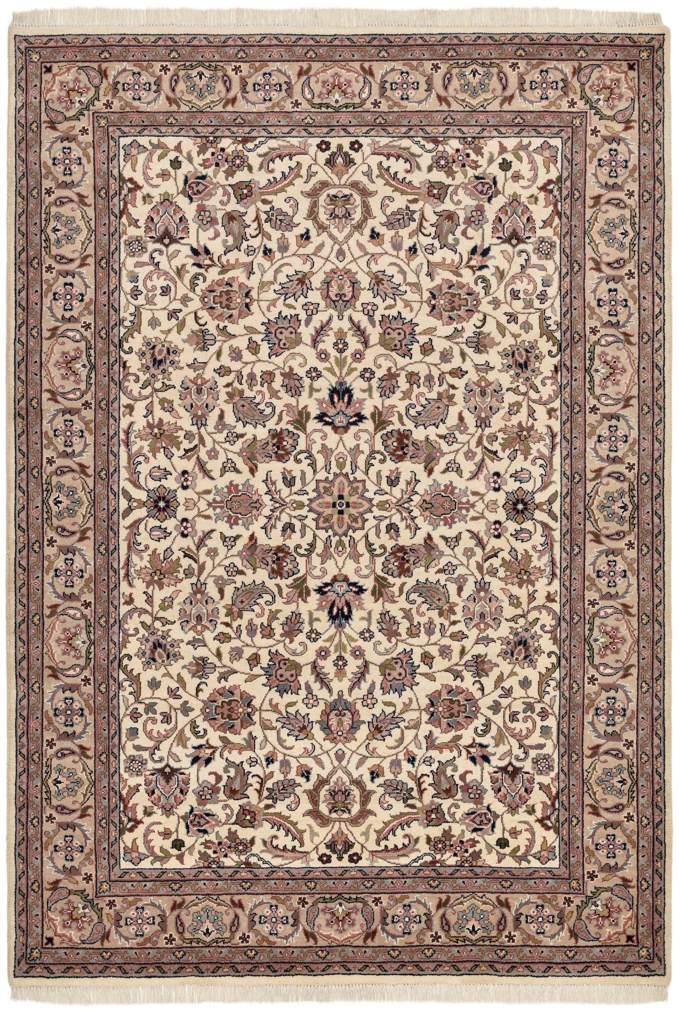 ORIENTTEPPICH Indo Isfahan, klassisch, strapazierfähig 70x140 cm - Creme, Textil (70/140cm) - Rug and Roll
