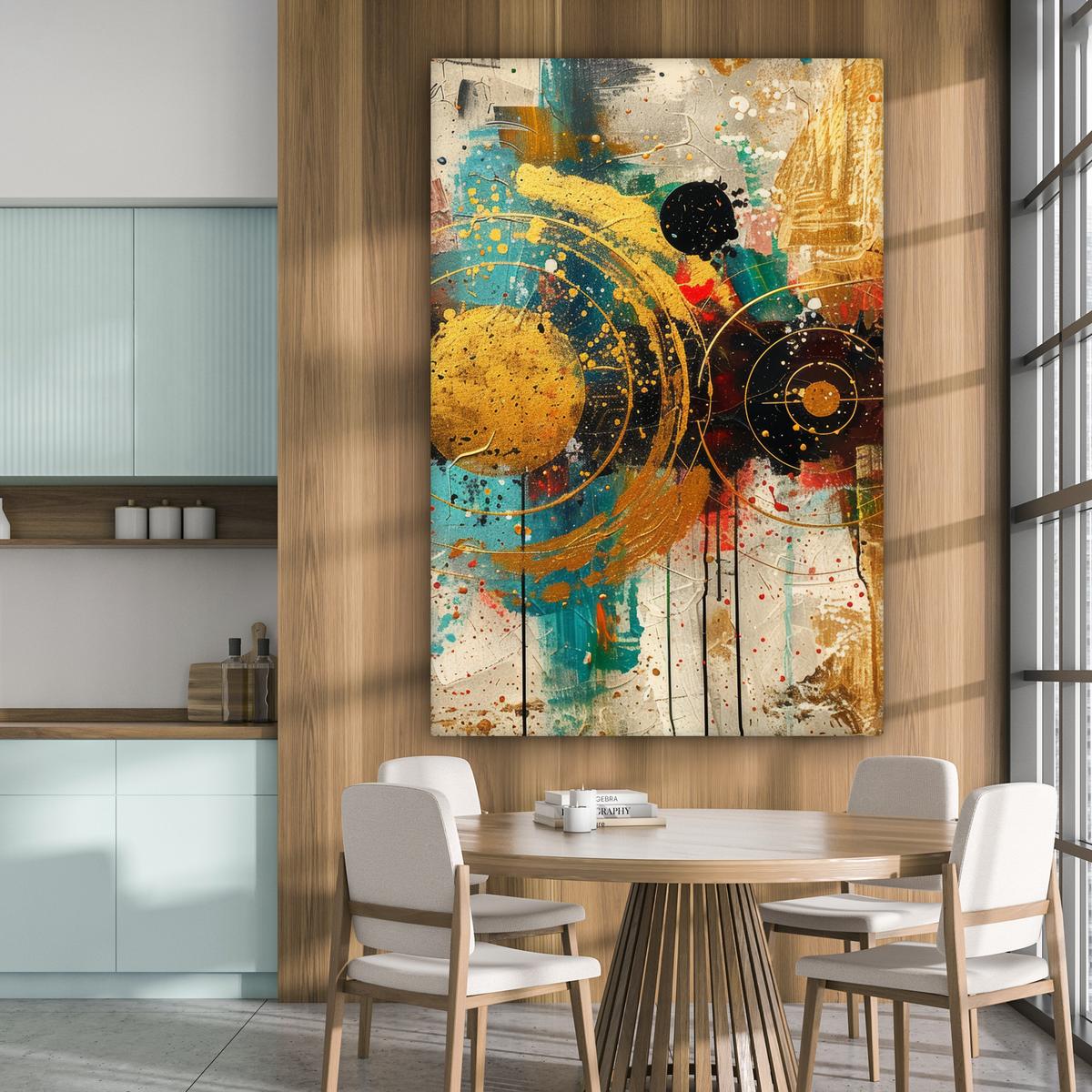 LEINWANDBILD Abstrakt - Kunst - Gold - Modern Deko Groß 90x140 cm - Multicolor, Textil (90/140cm) - MuchoWow