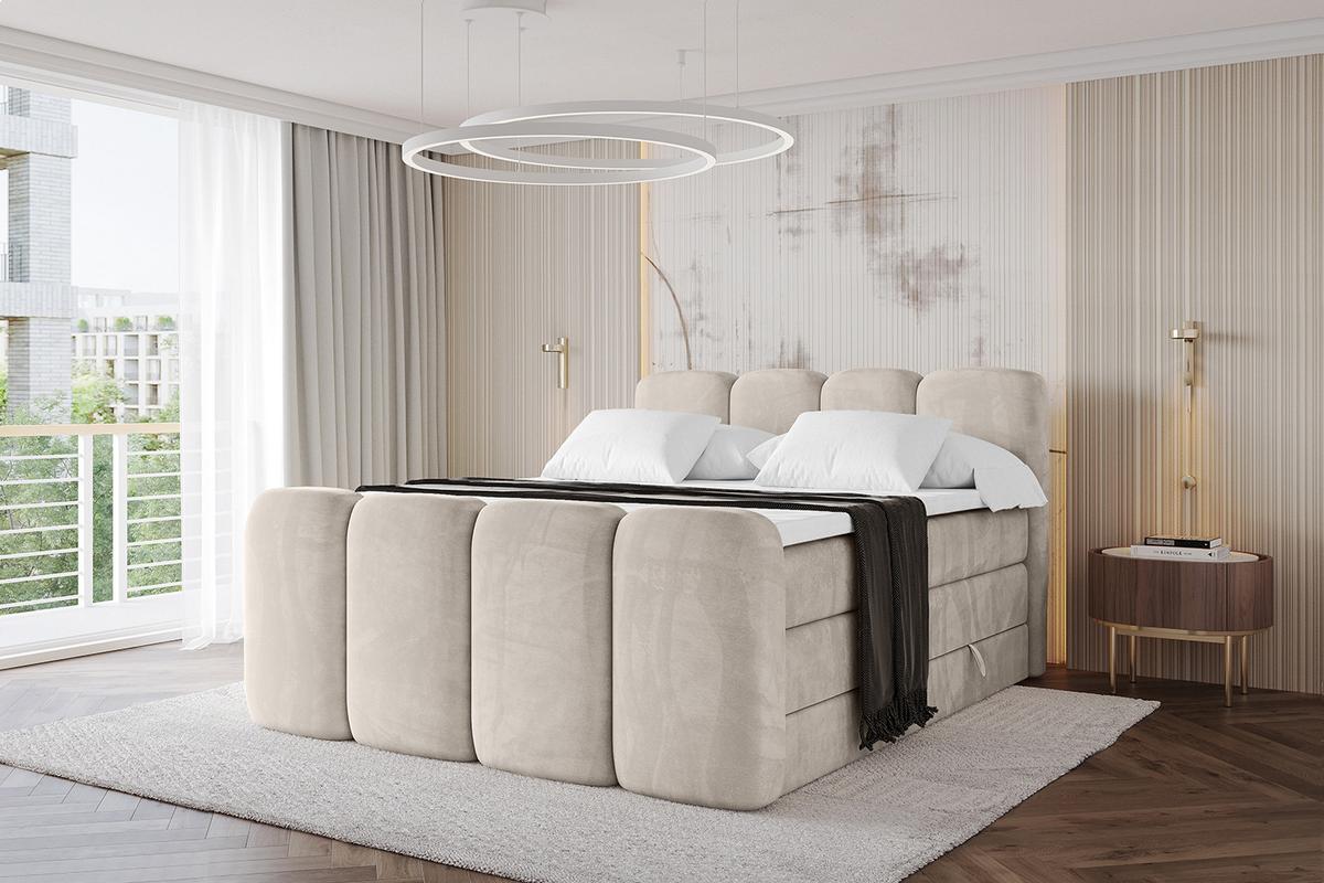 BOXBETT mit Matratze H3|H4 und Lattenrost - NINA-Z KING - 140x200 cm Casablanca - Beige - Champagner, Holzwerkstoff (140/200cm)