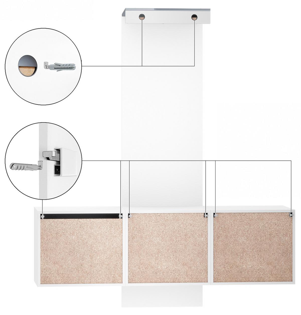 GARDEROBE Carlton Paneel in Eiche Nordic - Silbereichenfarben, Holzwerkstoff (157/193/35cm) - Vladon