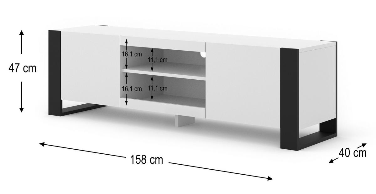 TV LOWBOARD Artisan, Schwarz 158/47/40 - Schwarz, Holzwerkstoff (158/47/40cm) - RAUMHIRSCH FURNITURE