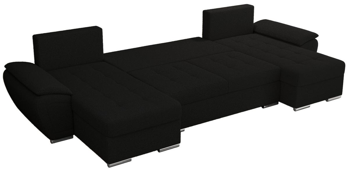 WOHNLANDSCHAFT UMBRIA U Schwarz Boucle - Schwarz/Grau, Textil/Metall (336/85/157cm) - MKS