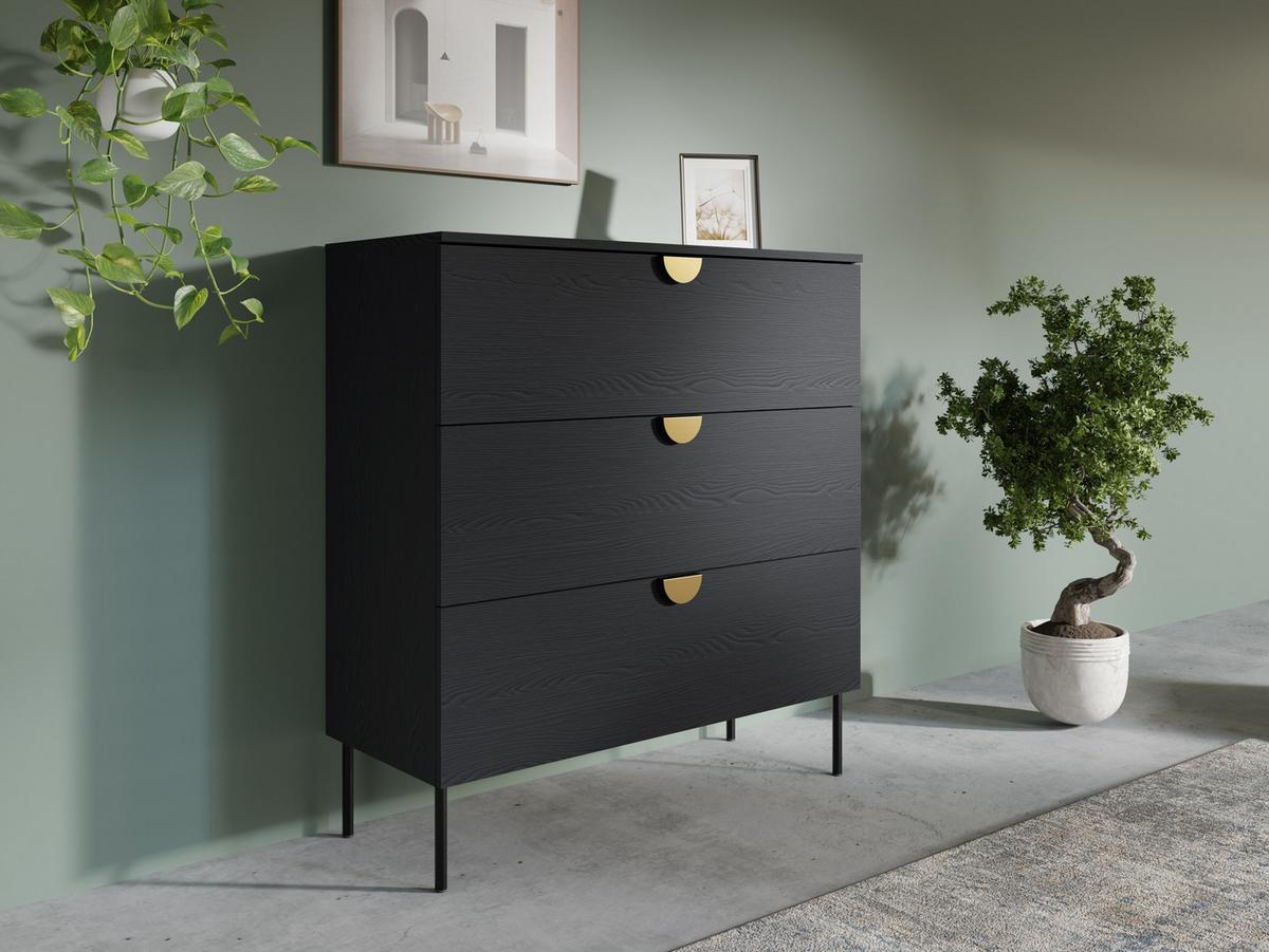 KOMMODE Graphitschwarz 100/107/40 - Graphitfarben, Holzwerkstoff (100/107/40cm) - RAUMHIRSCH FURNITURE