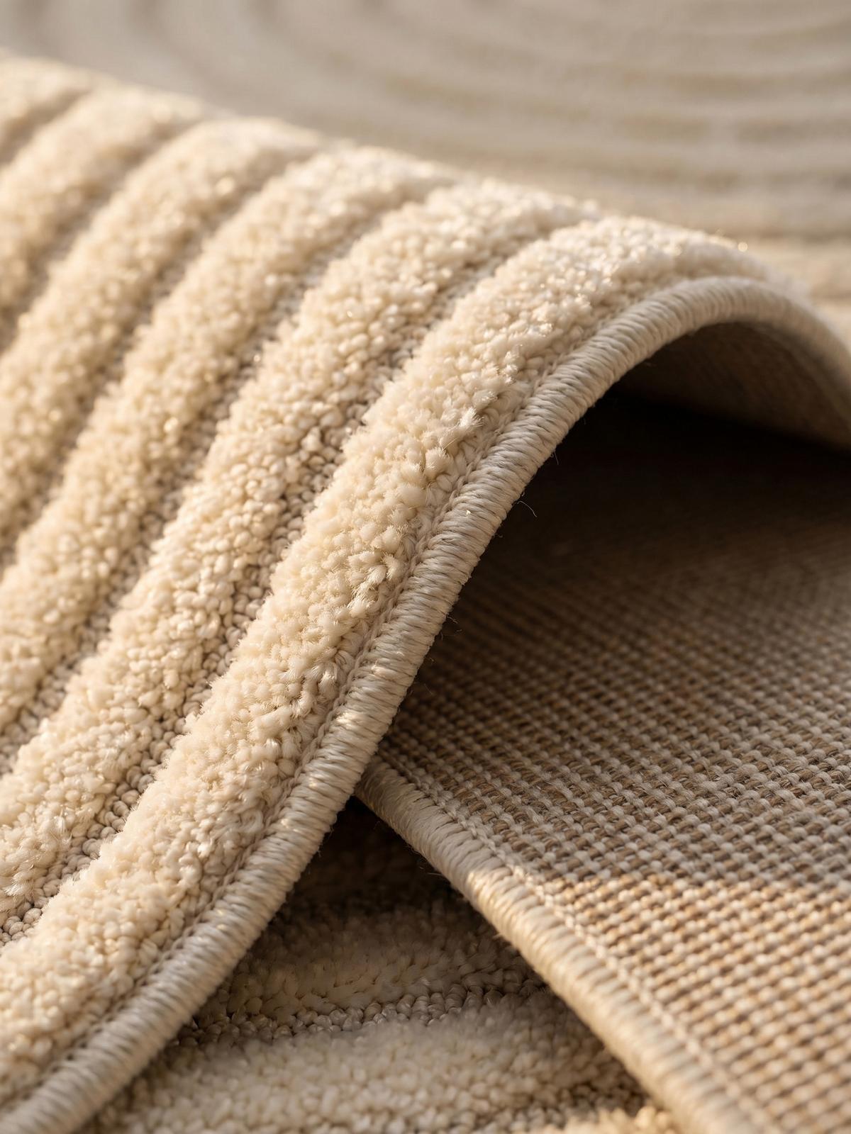 TEPPICH Hochflor RIGI in Creme, mit organischen Bögen in 3D, 80 x 150 cm - Beige, Textil (80/150cm) - KADIMA DESIGN