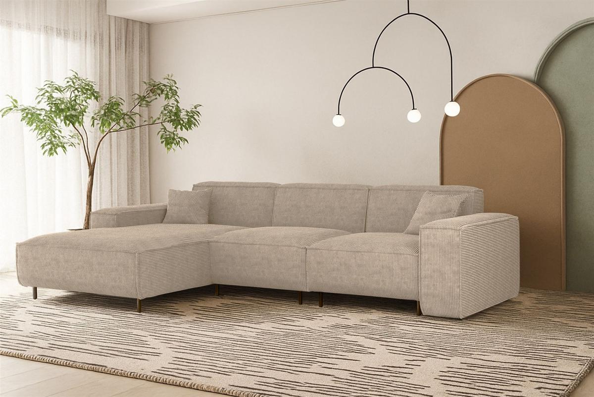 ECKSOFA Gloria In Scala - Beige, Holzwerkstoff/Textil (165/266cm) - Fun Möbel