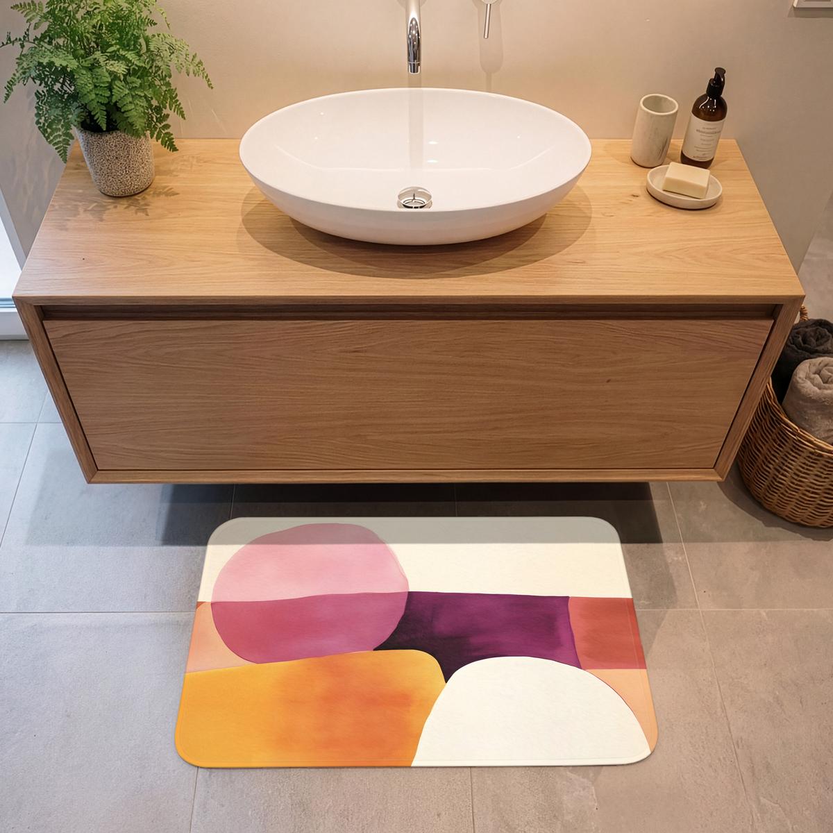 BADEMATTE Formen - Abstrakt - Farbenfroh 80x50 cm - Terracotta, Textil (80/50cm) - OnlyWow