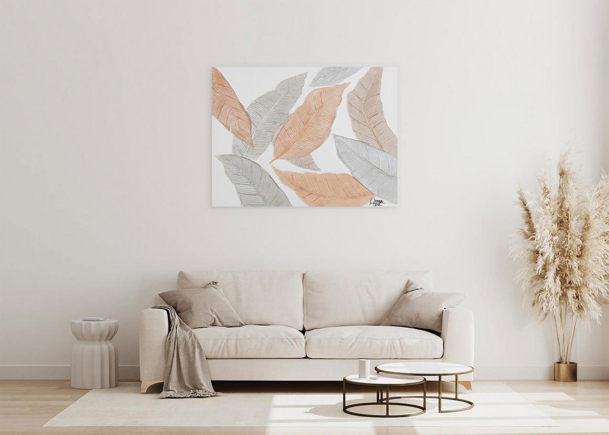 ACRYLBILD HANDGEMALT 100/75 cm - Orange/Grau, Holz/Textil (100/75cm) - KUNSTLOFT