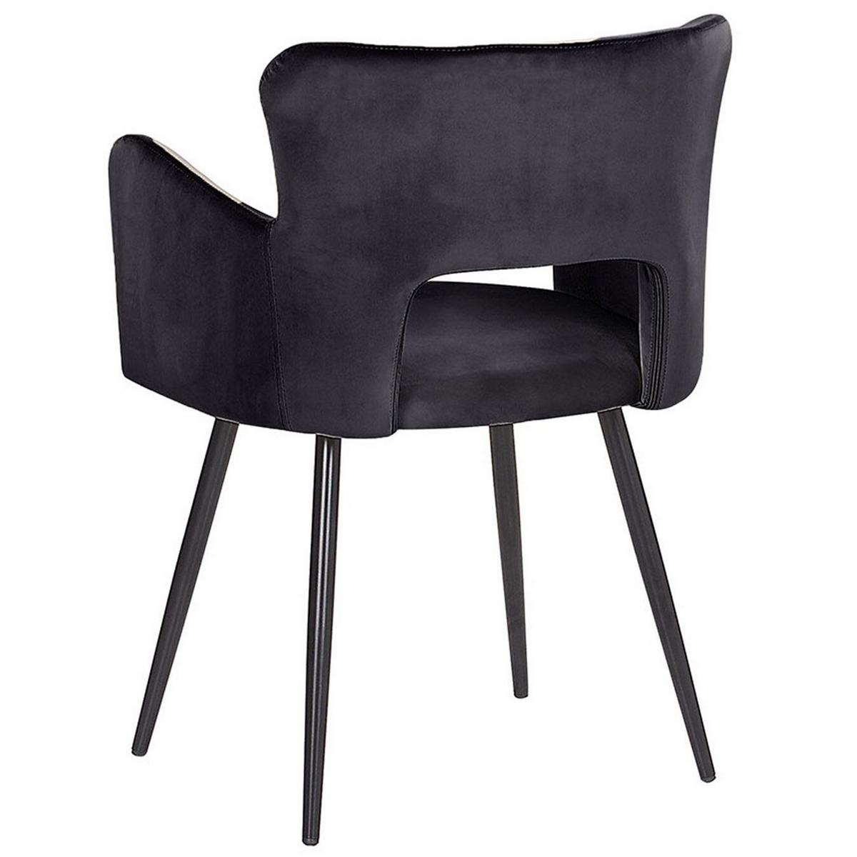 ESSZIMMERSTUHL 2er-Set Samtstoff Schwarz Sanilac - Schwarz, Textil/Metall (52/75/44cm) - Beliani