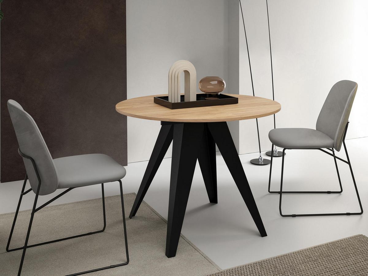 TISCH Gerda 90 - Eichefarben/Schwarz, Holzwerkstoff/Metall (90/90/76cm) - MIRJAN24