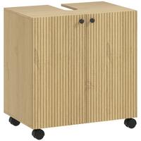 WASCHBECKENUNTERSCHRANK Spanplatte MDF Naturholz - Eichefarben, Holzwerkstoff (39.8/62/60cm) - HOMCOM