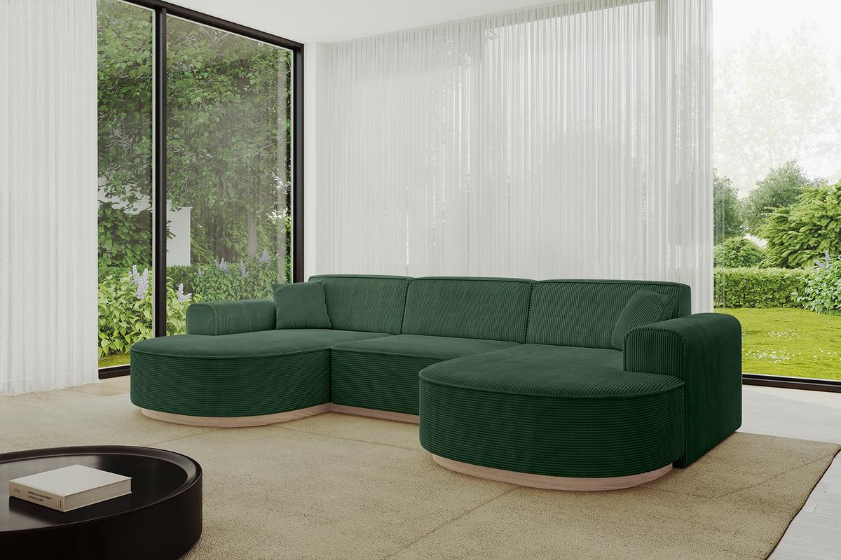 WOHNLANDSCHAFT MARI-U1-v1 - 303x171x83 cm Grün Cord - Grün, Holzwerkstoff/Textil (303/83/171cm) - ALTDECOR