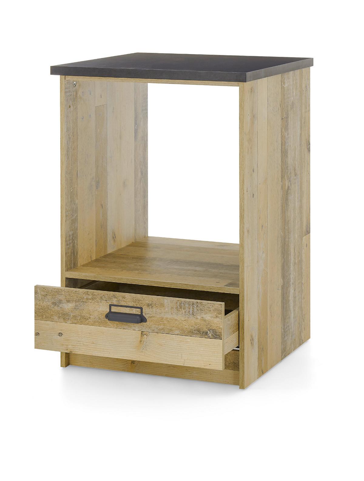 KÜCHENZEILE in Used Wood, anthrazit 4-teilig 196 cm, Küchenschrank-Set im Landhaus-Stil - Anthrazit/Schwarz, Holzwerkstoff/Metall (196/180/64cm) - Furn.Design