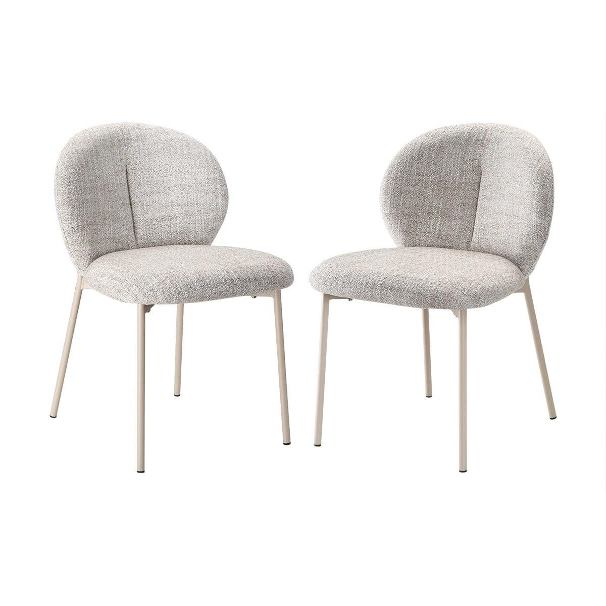 STÜHLE 2er-Set, gepolstert, aus meliertem stoff beige 48/80/60 cm - Beige, Textil (48/80/60cm) - Calicosy