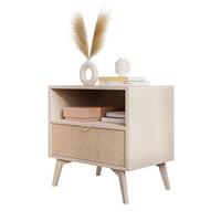 NACHTTISCH ALOE mit Fischgrätenmuster Scandi Sandbeige - Beige, Holzwerkstoff (54/54/38cm) - Lookway