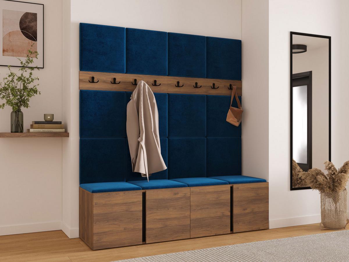 GARDEROBEN-SET Orion V - Blau/Nussbaumfarben, Holzwerkstoff/Kunststoff (168/186/46cm) - MIRJAN24