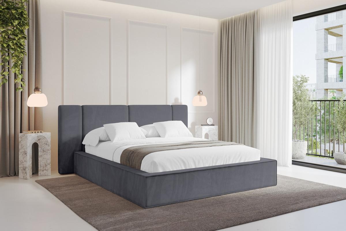 POLSTERBETT mit Bettkasten und Lattenrost, Bett mit Matratze H3/H4 - RIVO 120x200 Dunkelgrau - Dunkelgrau, Holzwerkstoff/Textil (120/200cm) - ALTDECOR