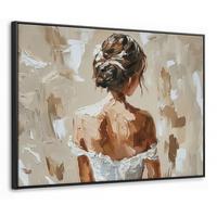 LEINWAND Bilder mit Rahmen - Frau - Farbe - Abstrakt - Beige - Modern - 80x60 - Sandfarben, Textil (80/60cm) - MuchoWow