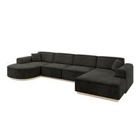 WOHNLANDSCHAFT ARRIO-U2 303x171x83 cm Schwarz - Schwarz, Holzwerkstoff/Textil (388/83/171cm) - ALTDECOR