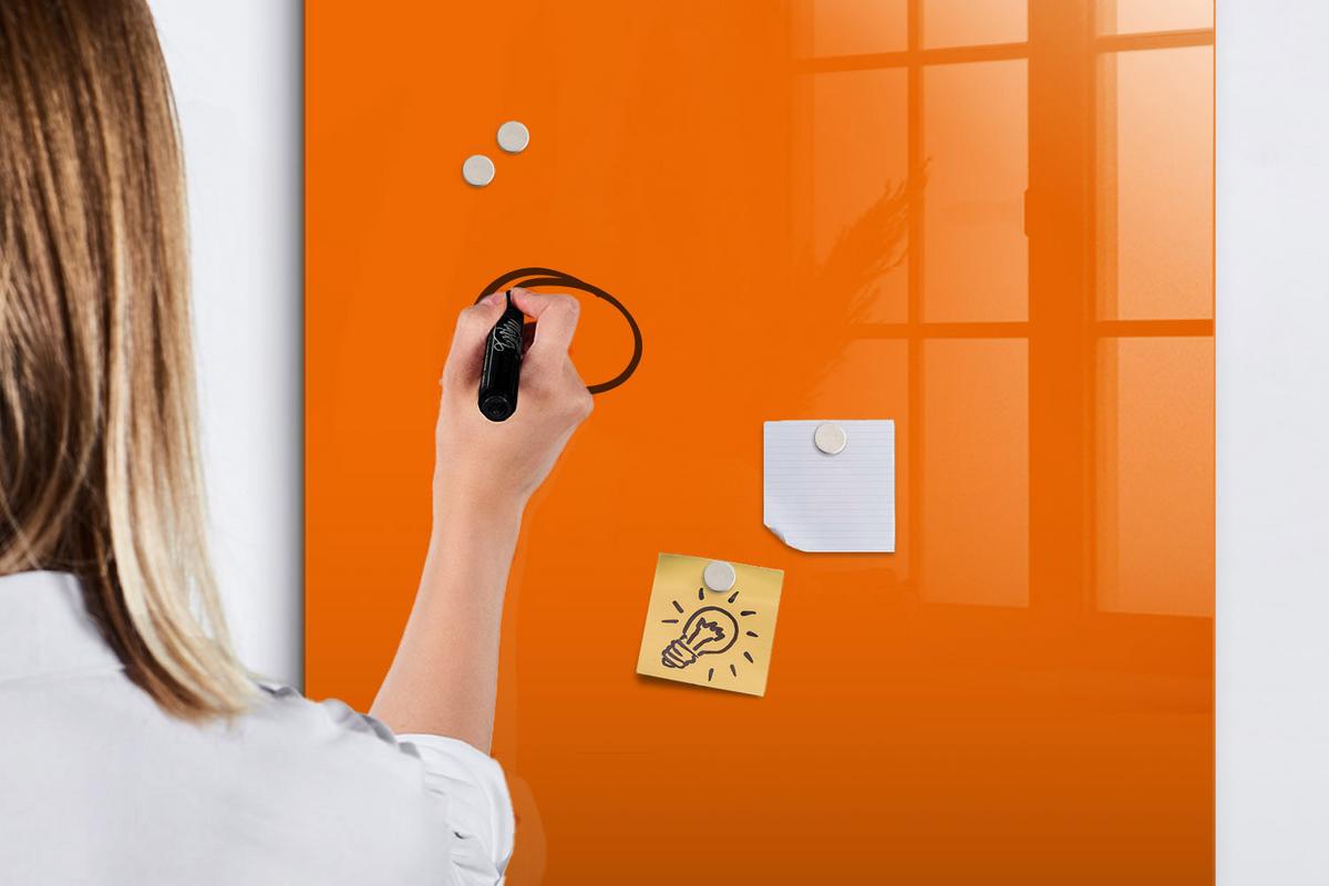 MAGNETTAFEL 70x100 Orange schwarzer Marker - Orange, Glas (70/0.4/100cm) - TULUP