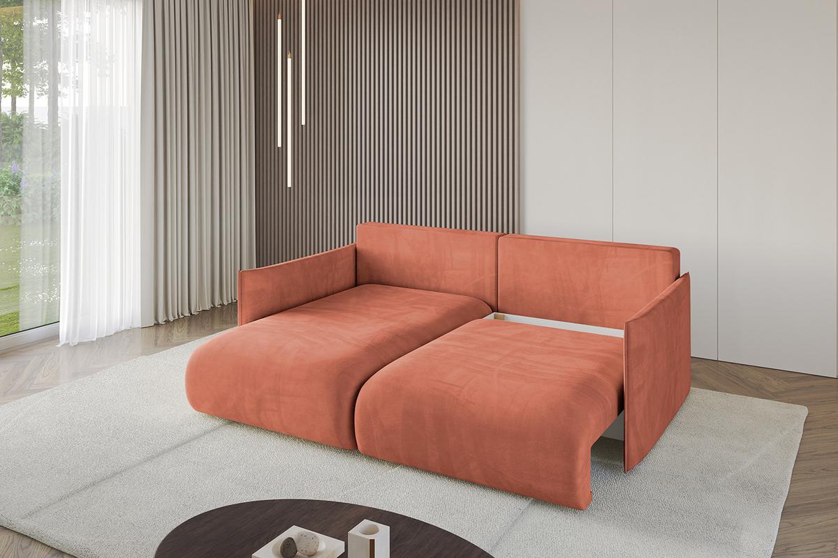 ECKSOFA Ottomane links ONESK-L 216x177x72 Apricot Velours - Koralle, Holzwerkstoff/Kunststoff (216/177cm) - ALTDECOR