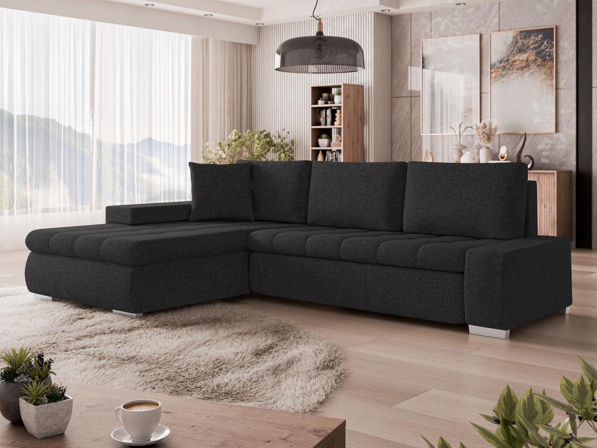 ECKSOFA Orkan Mini - Anthrazit/Schwarz, Holz/Textil (265/185cm) - MIRJAN24