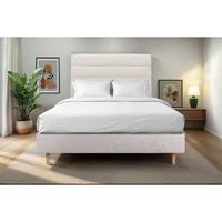 KOPFTEIL Modell Linien – Hellbeiger Stoff 135 cm - Beige, Karton/Holz (135/120/10cm) - Sommeil de Plomb