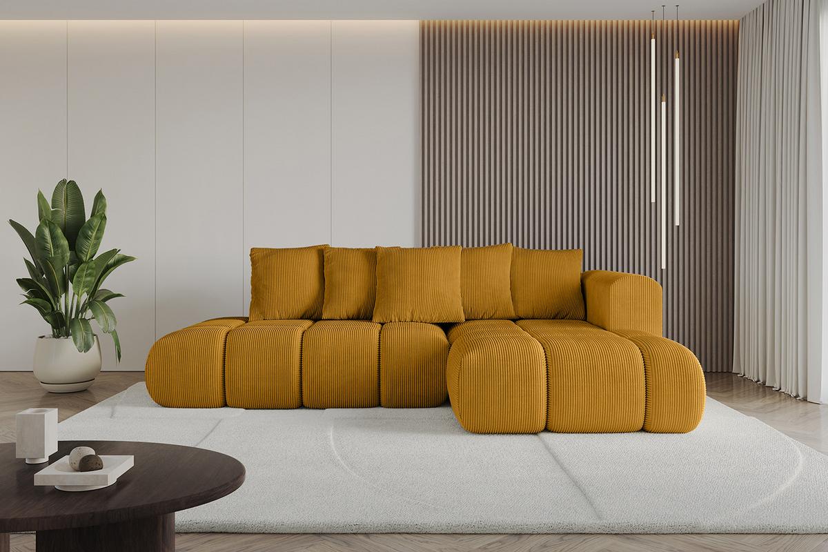 ECKSOFA Ottomane Rechts CLOUD-L-v1 280x185x90 Senfgelb Cord - Currygelb, Holzwerkstoff/Kunststoff (185/280cm) - ALTDECOR