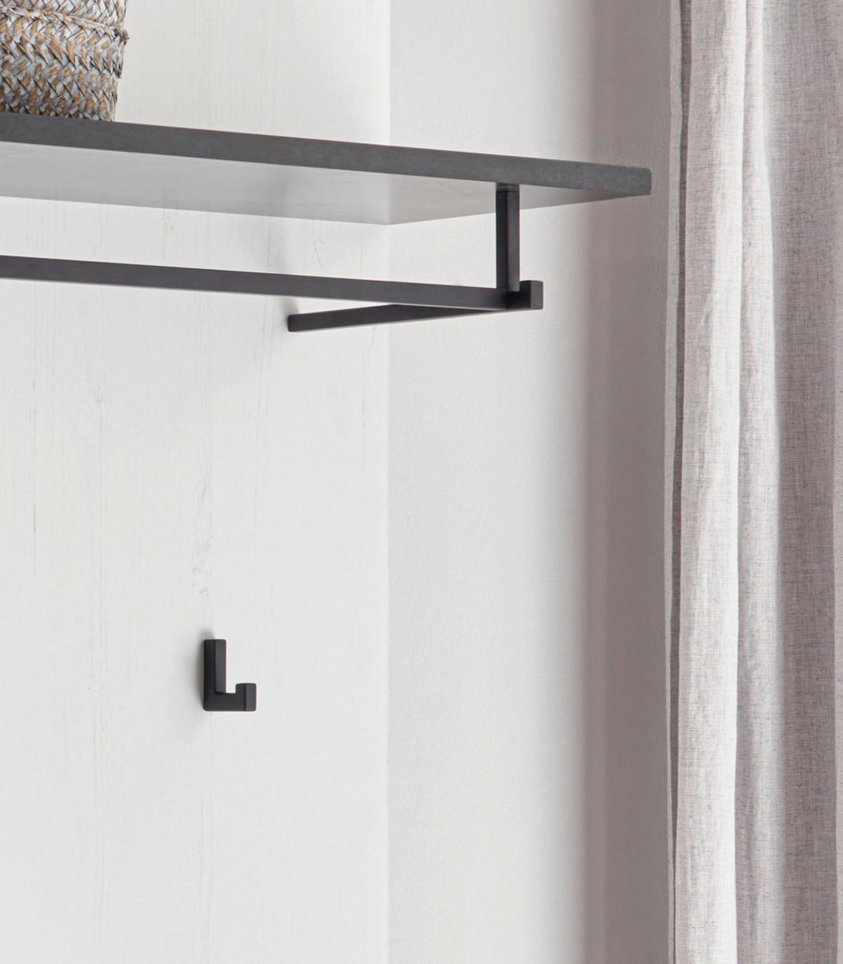 GARDEROBENPANEEL weiß Pinie, anthrazit Landhaus, Wandgarderobe 92 x 100 cm - Anthrazit/Weiß, Holzwerkstoff/Metall (92/100/26cm) - Furn.Design