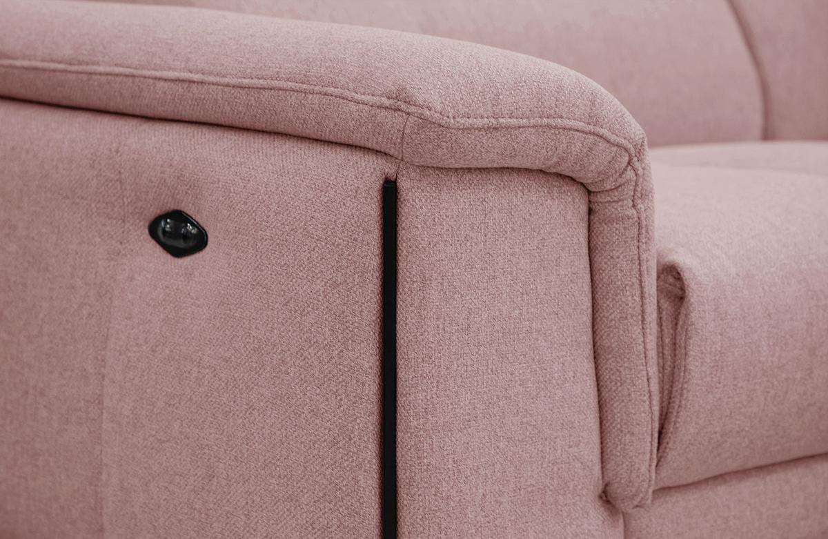 RELAXSOFA MATERA 3-Sitzer mit 2 Relaxfunktionen, hellrot - Hellrot/Schwarz, Holzwerkstoff/Textil (212/82/103cm) - Wozimo