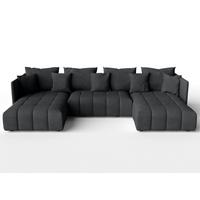 WOHNLANDSCHAFT Veliro U Dunkelgrau 353/180/83 cm mit Schlaffunktion und Bettkasten - Schwarz/Grau, Kunststoff/Textil (353/83/180cm) - AX Living