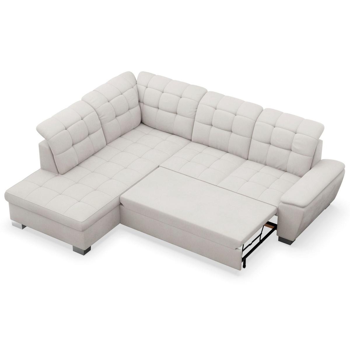 ECKSOFA Jamaal Creme linksseitig - Creme/Schwarz, Textil (258/212cm) - Selsey