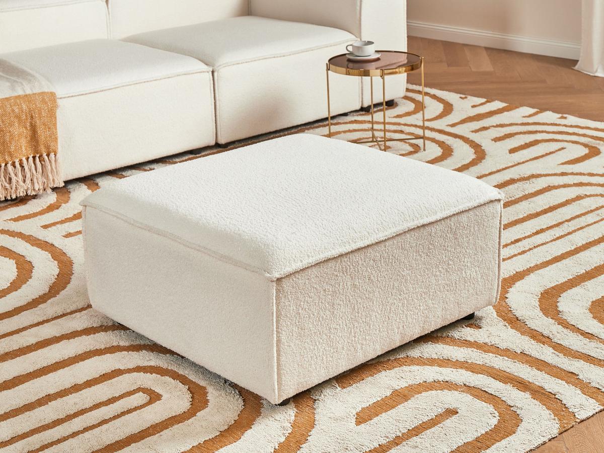 OTTOMANE Bouclé Cremeweiß Ardal - Creme/Schwarz, Textil (88/43/88cm) - Beliani