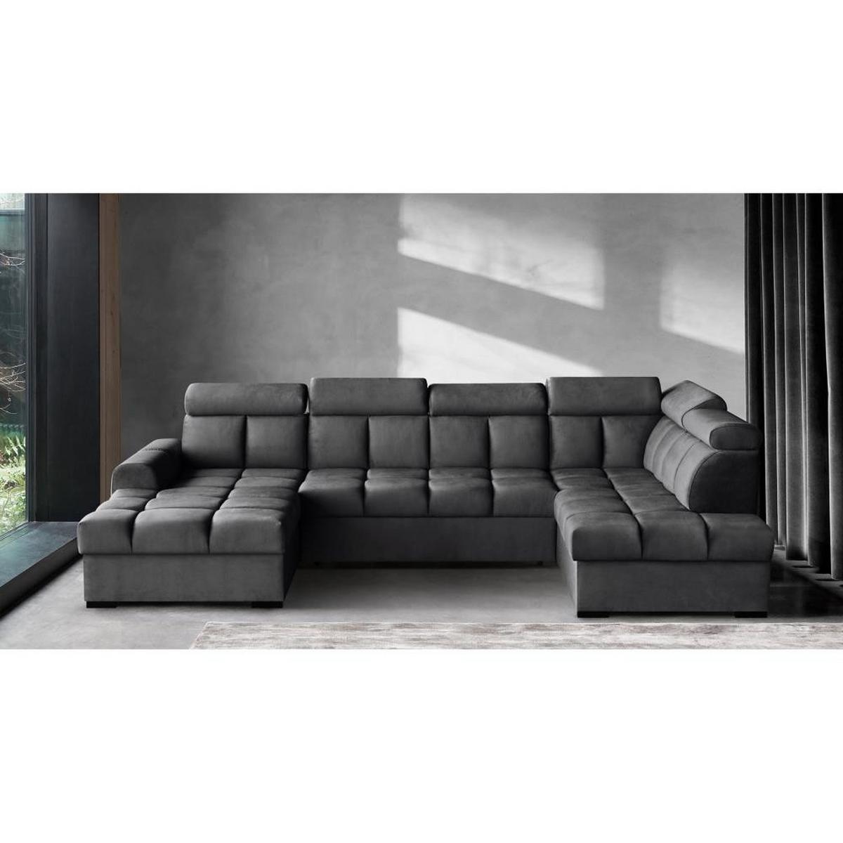 WOHNLANDSCHAFT Gomez U mit Schlaffunktion schwarz rechts - Schwarz, Textil (330/102/195cm) - Beautysofa