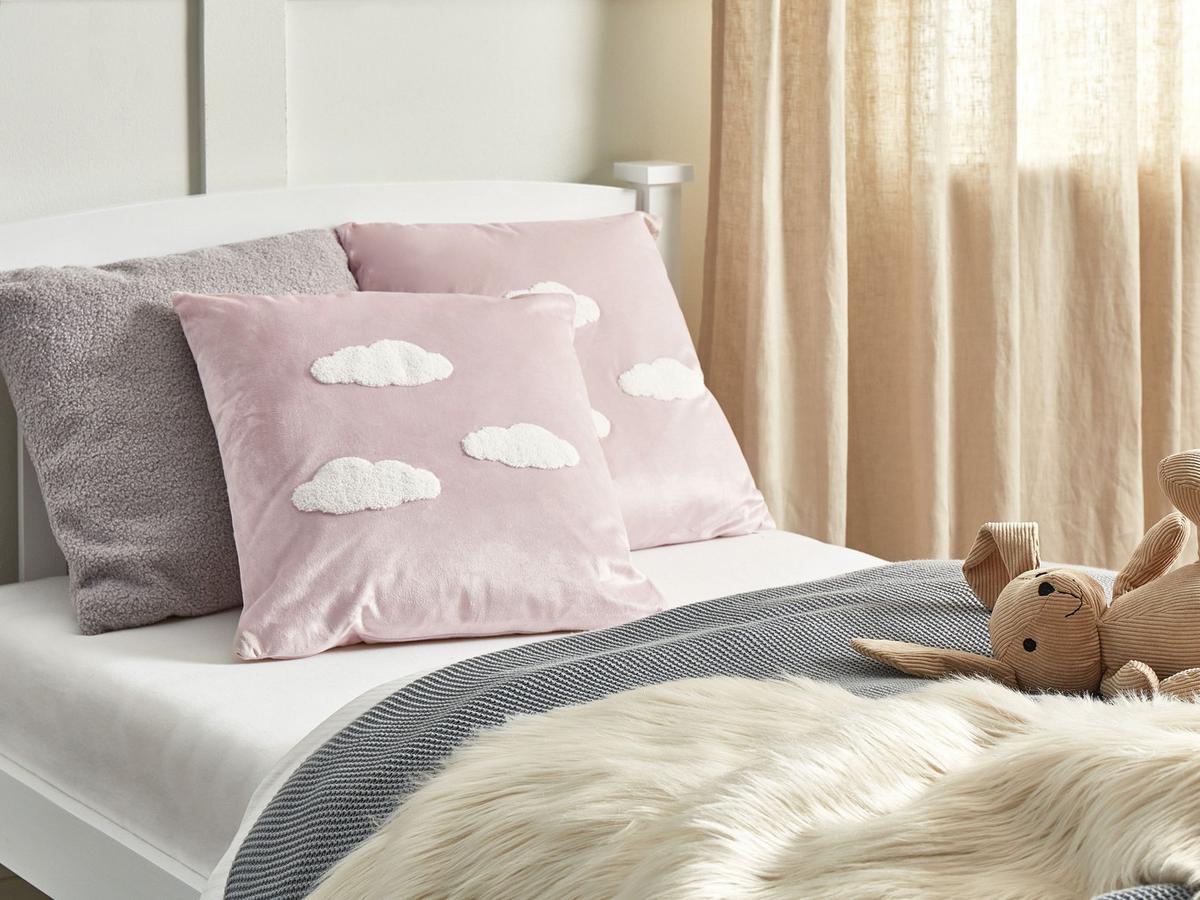 DEKOKISSEN 2er-Set Rosa 45/45 cm Ipomea - Pink, Textil (45/45cm) - Beliani