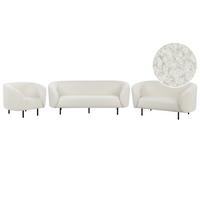 6-SITZER-SOFA SET Bouclé weiß/schwarz Loen - Schwarz/Weiß, Textil (70/70/200cm) - Beliani