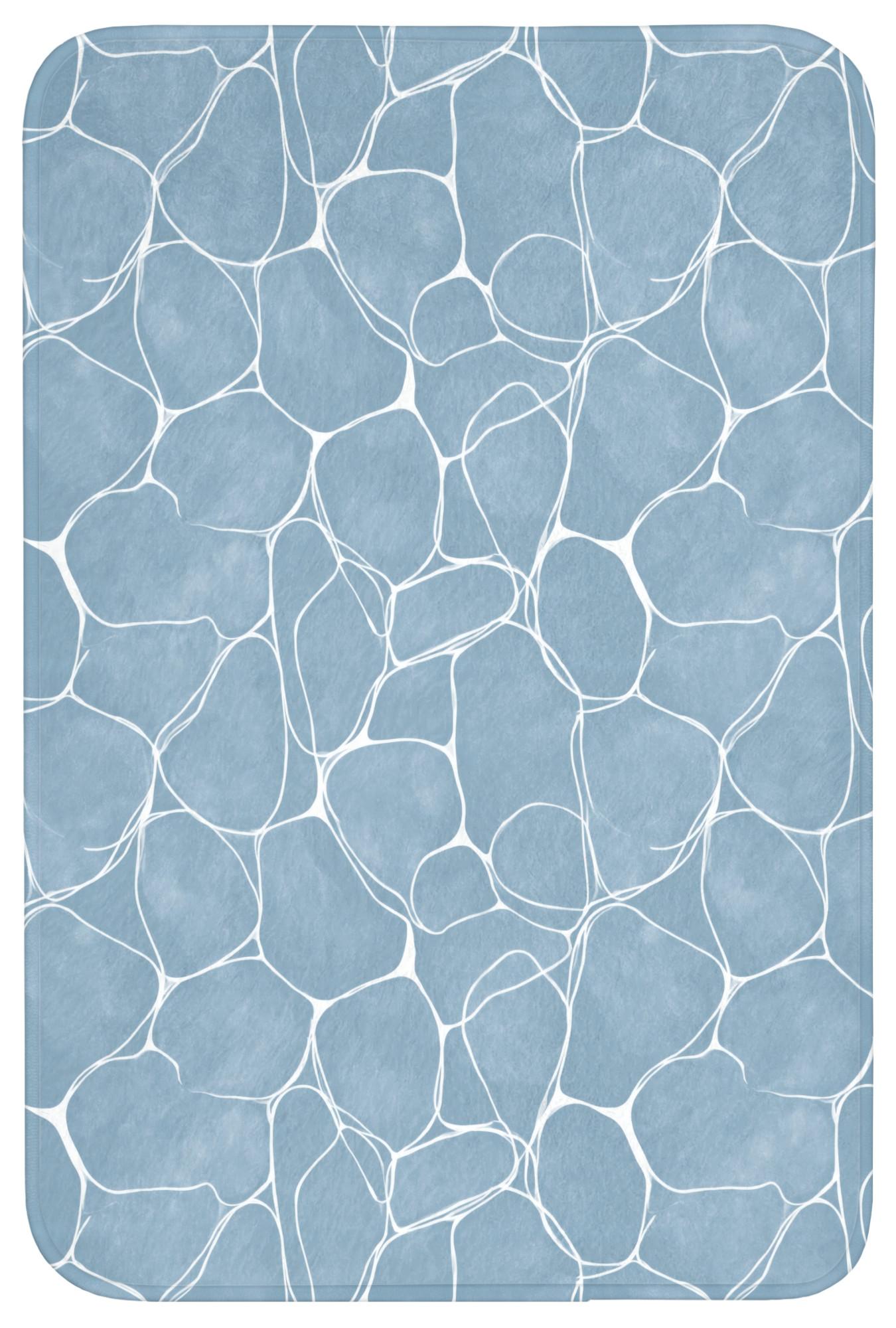 BADEMATTE Organisch - Muster - Blau Rutschfest 60x90 cm - Hellblau, Textil (60/90cm) - OnlyWow
