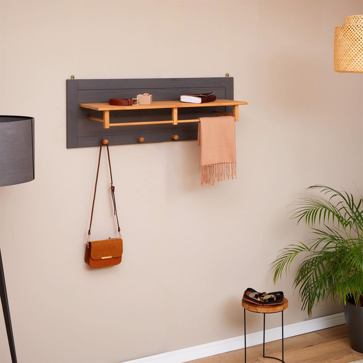 WANDGARDEROBE BOLTON anthrazit/braun - Anthrazit/Braun, Holz (109/40/27cm) - IDIMEX