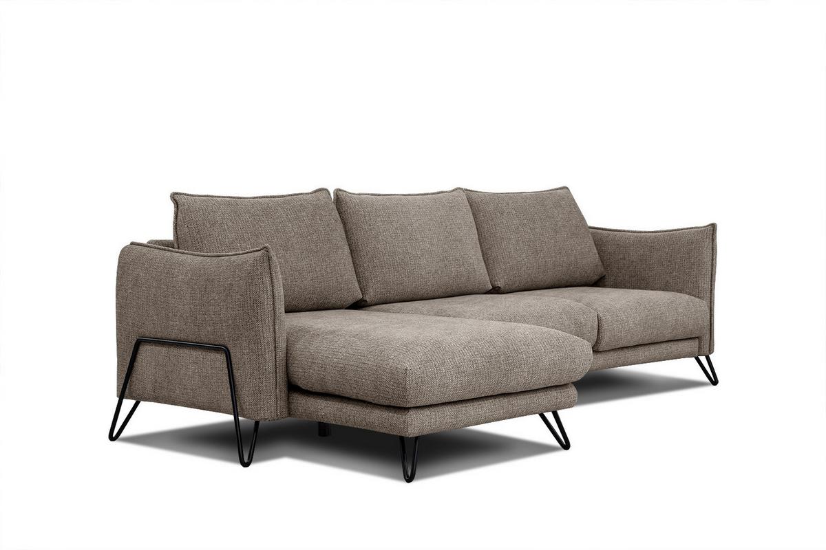 ECKSOFA HOSTEN 4-Sitzer, taupe - Taupe/Schwarz, Holzwerkstoff/Textil (158/269cm) - Wozimo