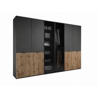 DREHTÜRENSCHRANK ATELIO 303/200/51 cm Modern Kleiderschrank 6-türig Schwarz - Schwarz, Holzwerkstoff (303/200/51cm) - MASSENO