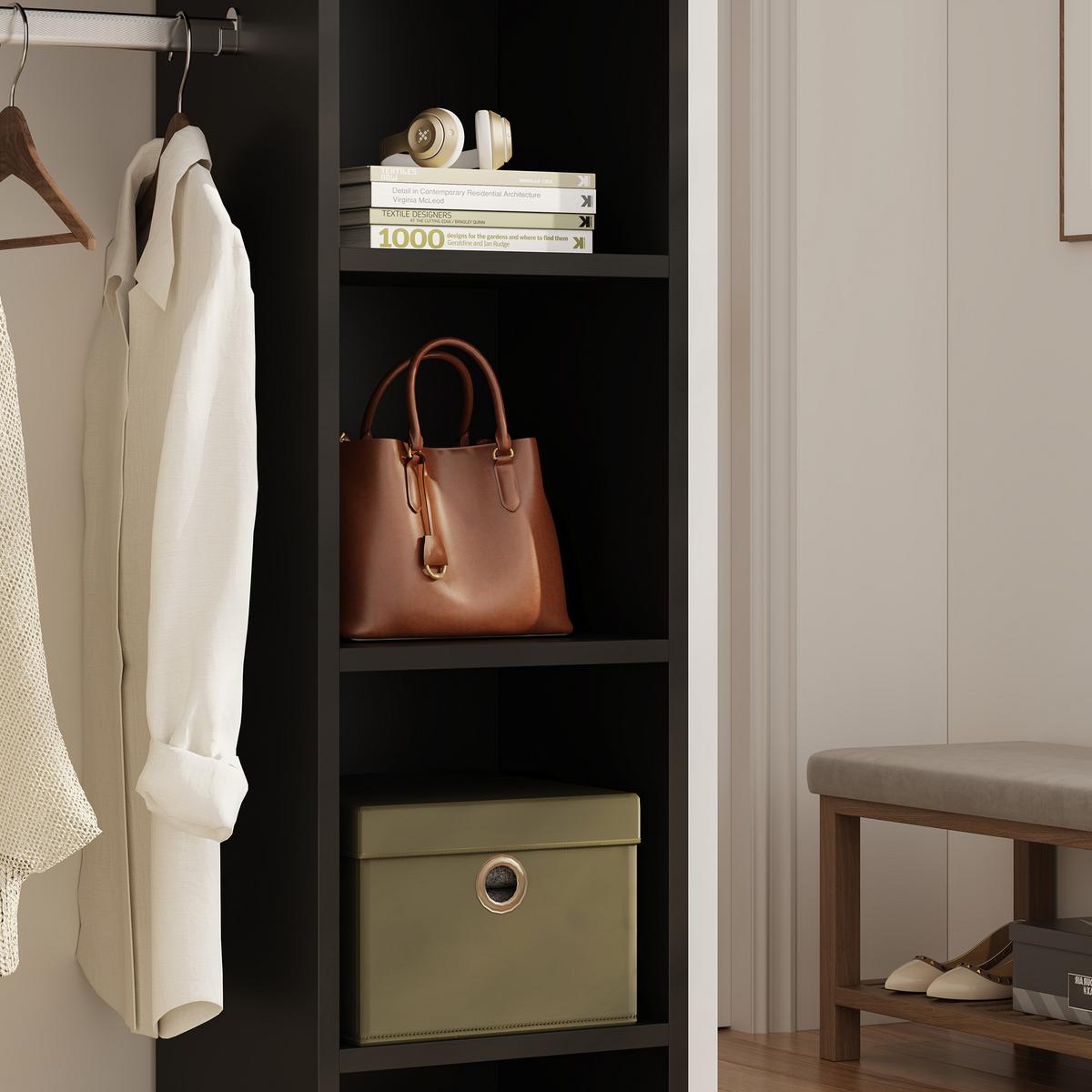 KLEIDERSCHRANK Nesbyen - Schwarz, Holzwerkstoff (90/126/30cm) - [en.casa]