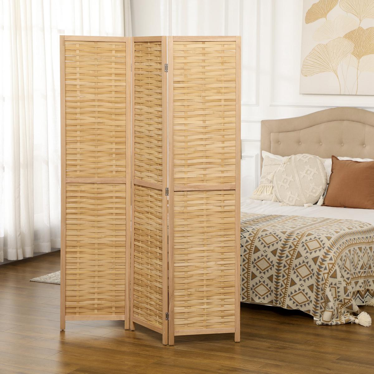 PARAVENT, Bambus, Naturholz - Naturfarben, Naturmaterialien (1.8/170/120cm) - HOMCOM