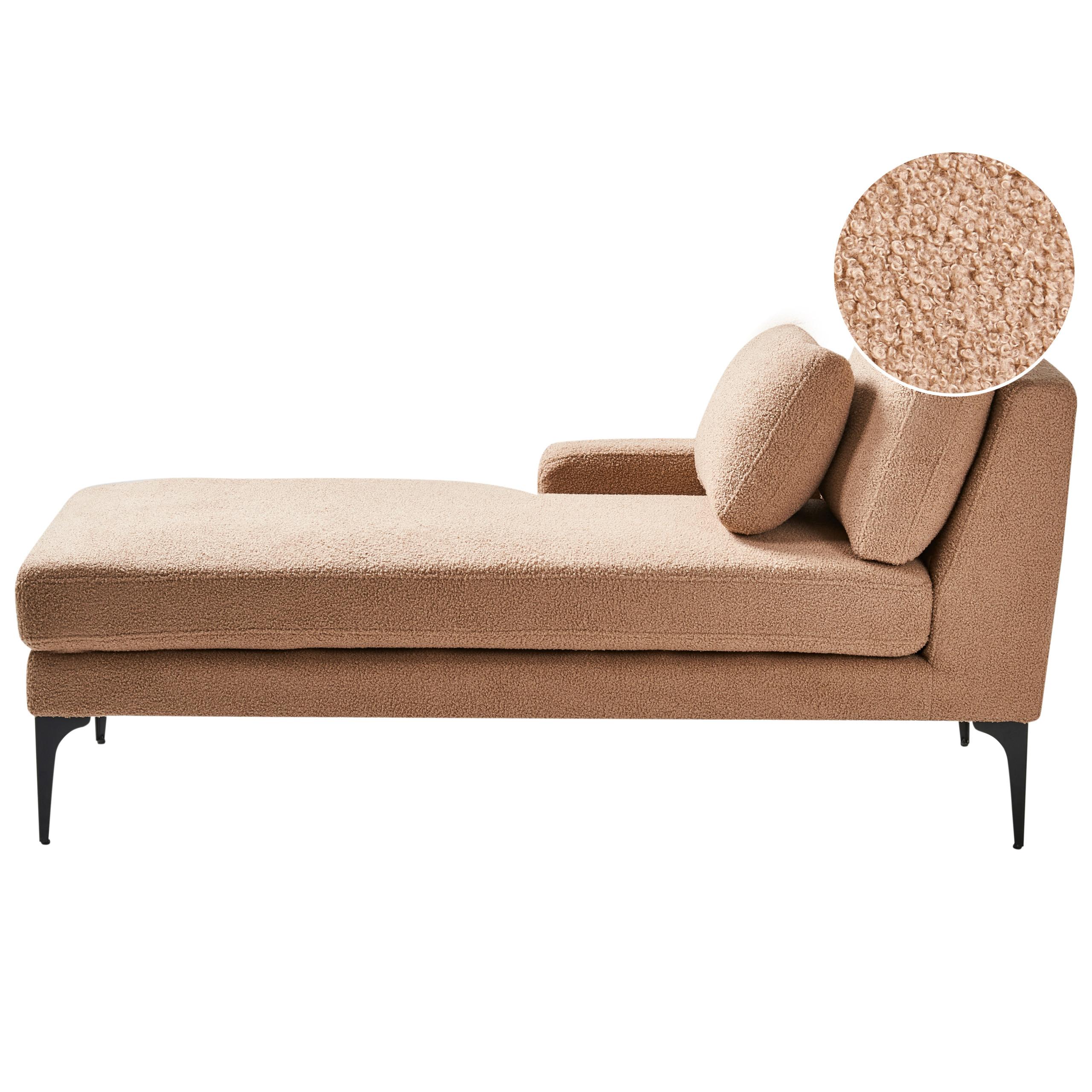 CHAISELONGUE-RECHTSSEITIGE Bouclé Sandbeige Ewron - Sandfarben/Beige, Textil (150/70/72cm) - Beliani