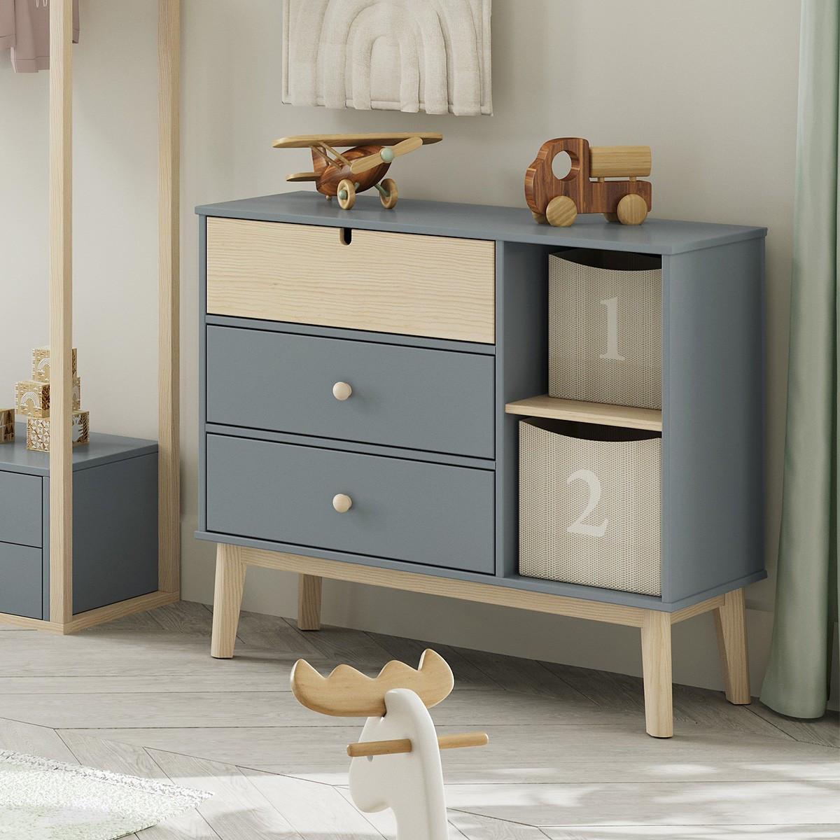 KOMMODE Estefania Grün 90/40/81 cm - Grün, Holz (40/81/90cm) - Calicosy