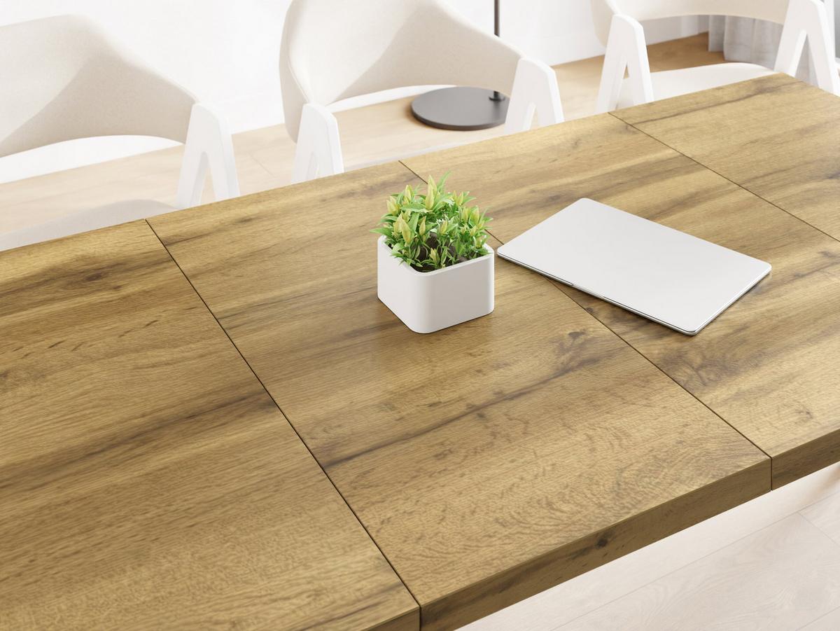 ESSTISCH Quadro quadratischer ausziehbarer, Wotan Eiche 100-150/100/76 cm - Eiche Wotan/Schwarz, Holz/Holzwerkstoff (100/150/76cm) - WFL GROUP