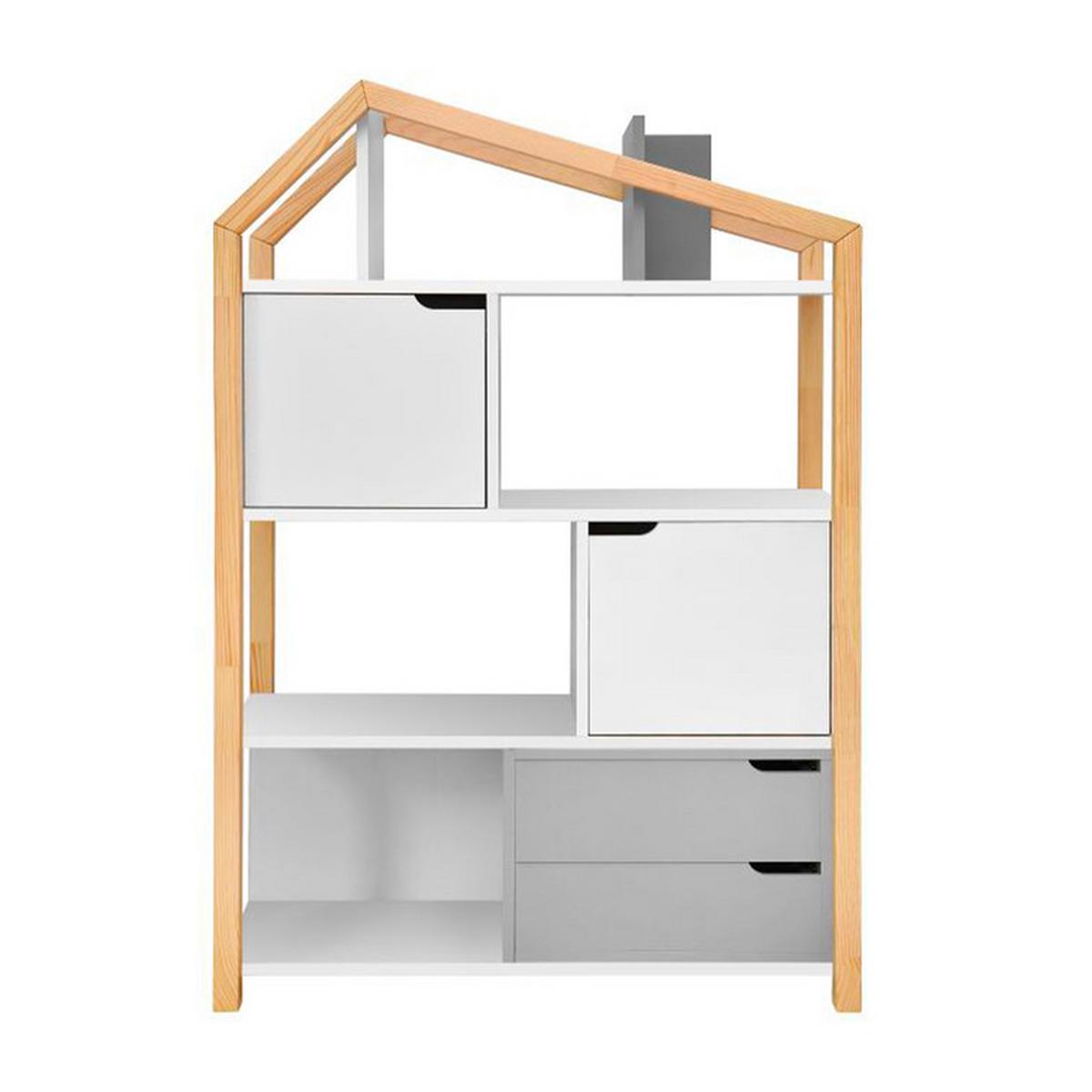 BÜCHERREGAL Grau und weiß - Weiß, Holzwerkstoff (89/130/31cm) - Petits-meubles